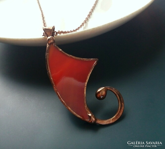 Unique, high-quality handmade product, red glass pendant