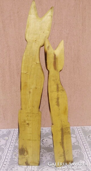 Cicás szobor trió törzsi sorozat Indonéziából. sávos mintázattal. Eredeti kézműves munka