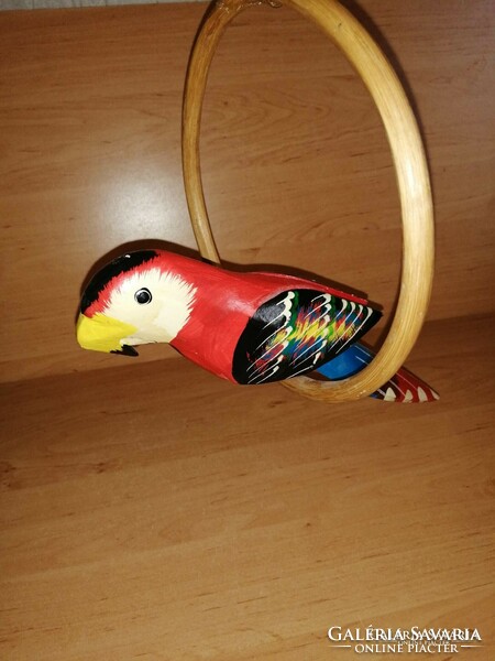 Hanging wooden parrot in a wooden hoop (b)
