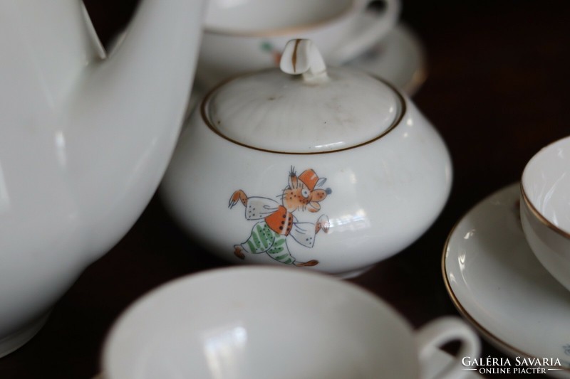 Vintage retró csehszlovák porcelán cirkuszos gyerek teás készlet