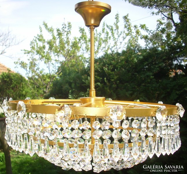 Hollywood regency round crystal chandelier with 6 burners