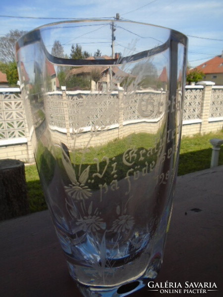 Orrefors, Sweden, heavy, flawless, branded glass vase, 20x12 cm high, approx. 3000 grams