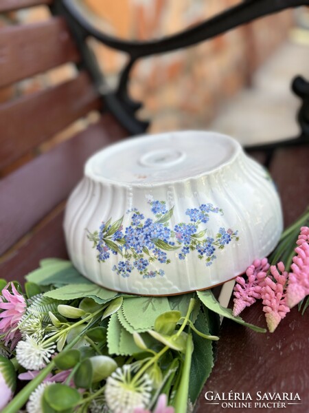 Beautiful Zsolnay white forget-me-not floral porcelain patty bowl stew soup bowl nostalgia