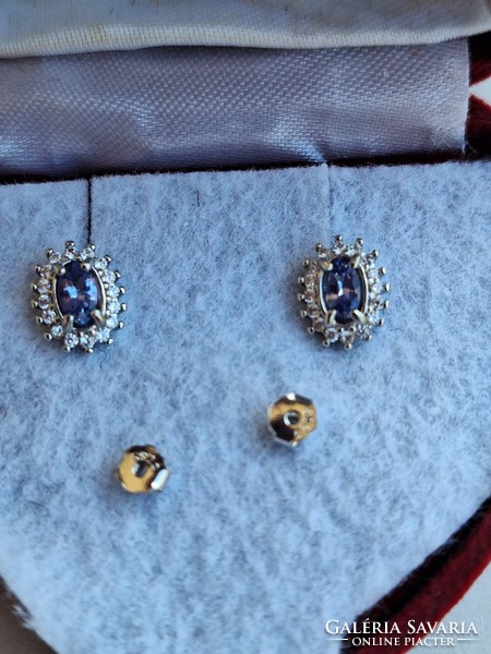 Tanzanite, 925 silver stud earrings