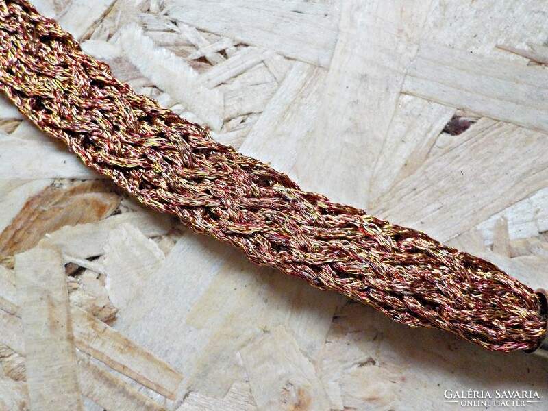 Large yellow glass pendant on a braided yellow and red copper chain