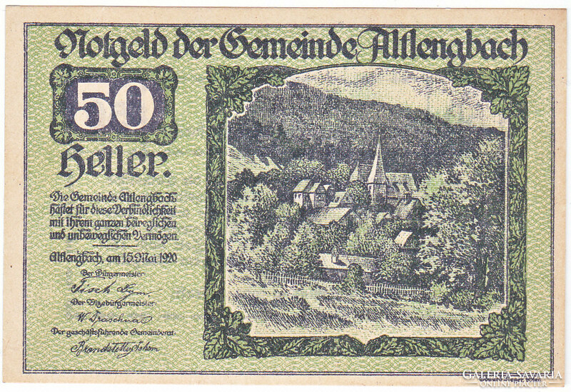 Austrian emergency money 50 heller 1920