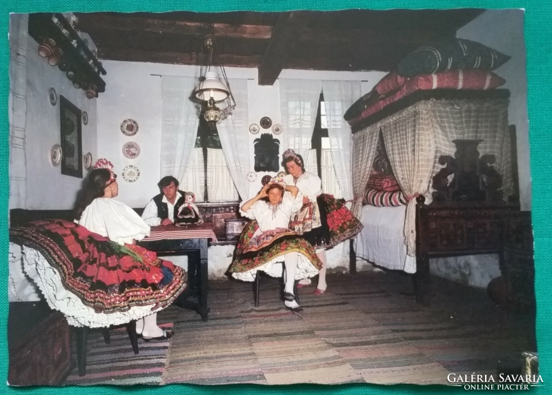 Decs, folk costume, postage stamp postcard
