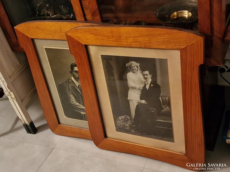 Pair of art nouveau frames with old photos