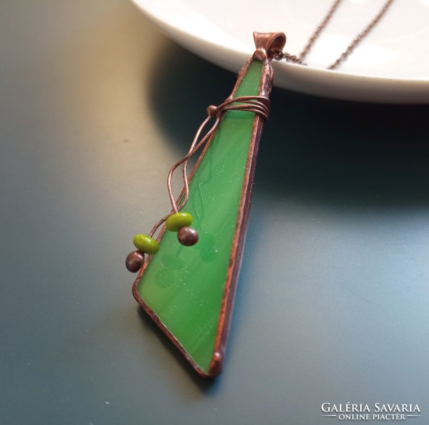 Green glass jewelry pendant