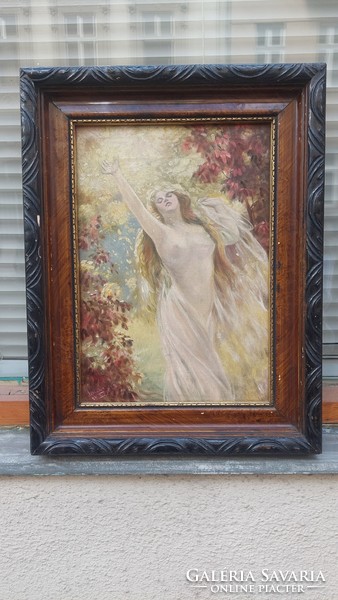 Jola (?) '1902 olaj-vászon akt festmény kerettel