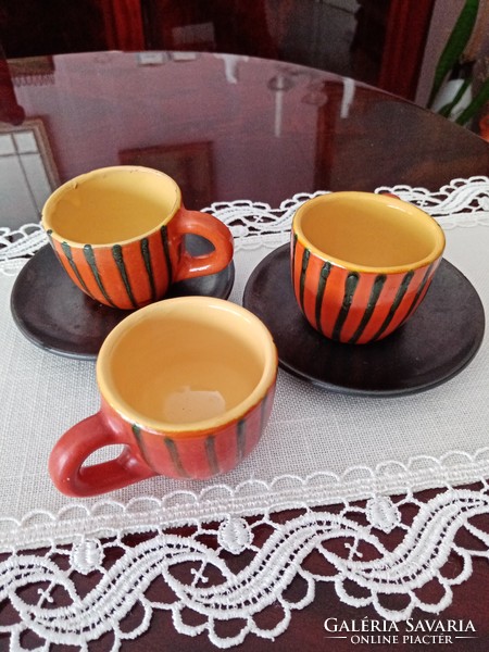 Retro  zalai  /  Tófej  kerámiák     - 8 db:  kávés csészék, csészealjak, ikebana - váza, teknős