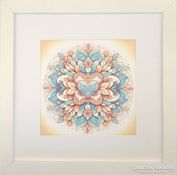 Love mandala: the cradle of love - silk wall picture