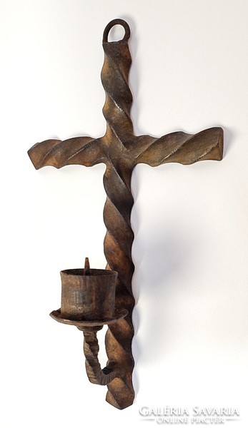 Vintage/antique wrought iron cross-shaped wall sconce