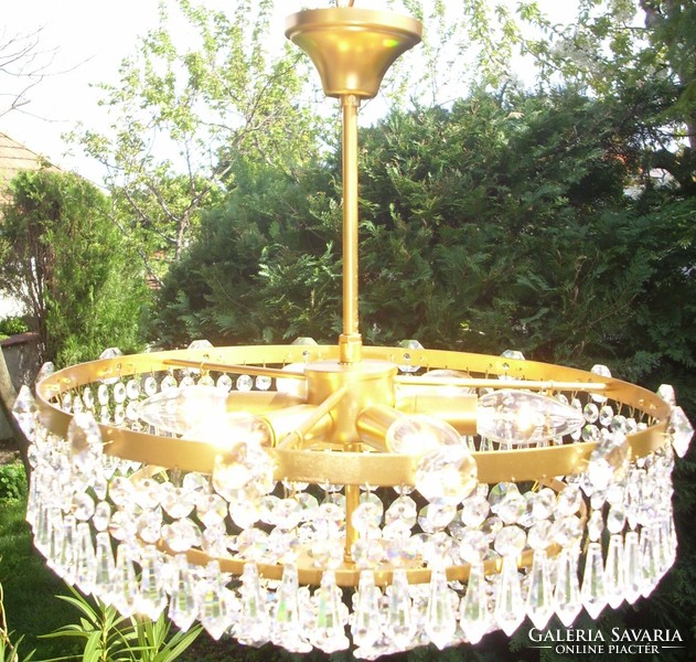 Hollywood regency round crystal chandelier with 6 burners