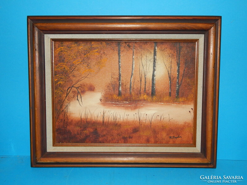 An excellent smaller frame with an external size of 32x40 cm and a gift painting