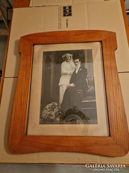 Pair of art nouveau frames with old photos