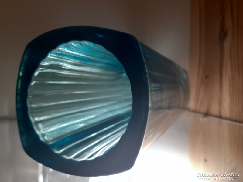 Turquoise Czech sklo union glass vase, milos filip