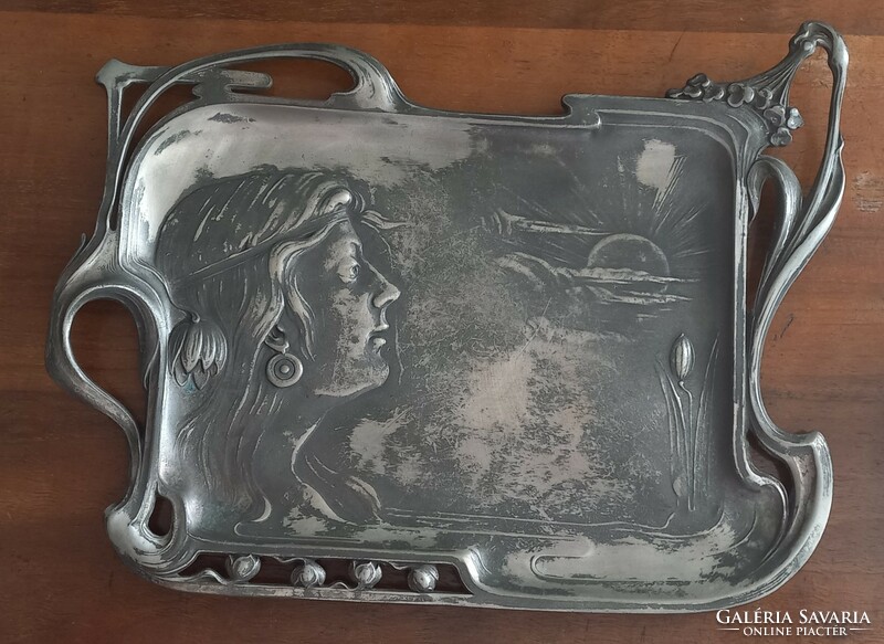 Art Nouveau pewter tray