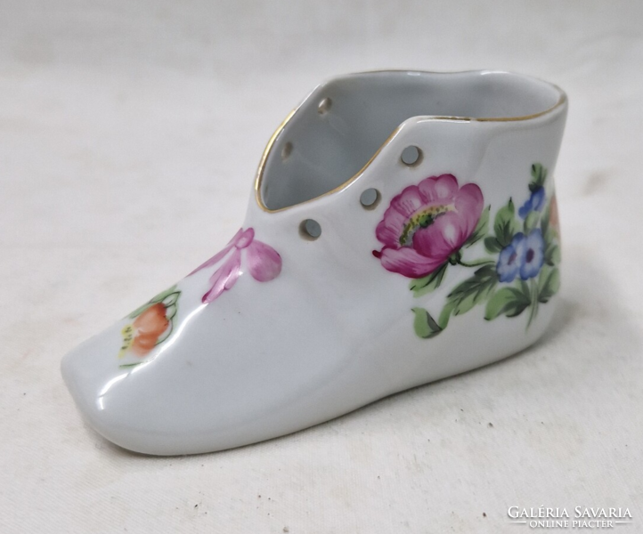 Herend hand-painted porcelain shoes with flower patterns