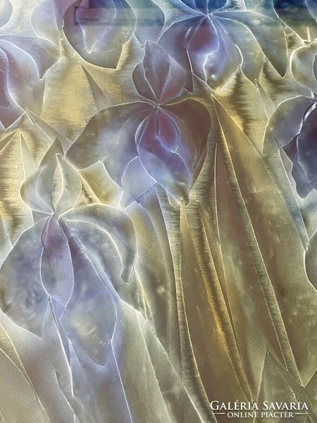 Izolda Macskássy: irises - 80x110cm, silk collage