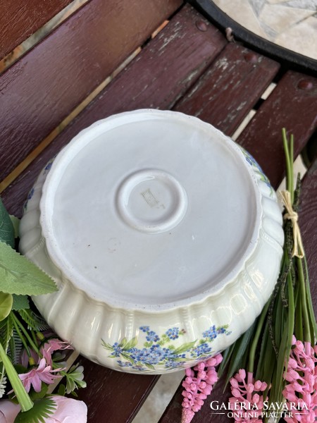 22 cm Gyönyörű  Zsolnay Nefelejcses virágos porcelán pogácsástál tál pörköltes levesestál nosztalgia