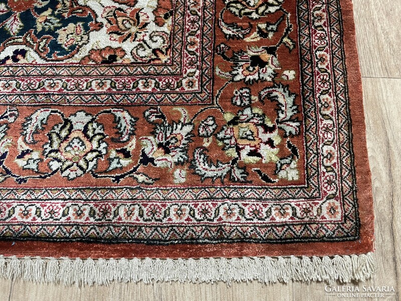 GHOM (Qum) - IRÁNI csomózású SELYEM perzsa szőnyeg, 79 x 124 cm