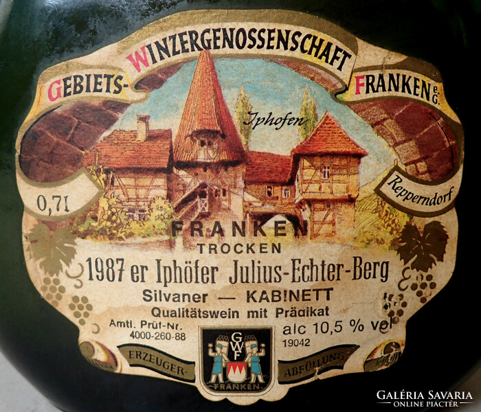 Gwf Franken Trocken 1987 Retro Vintage Rare Unopened German Quality Dry Wine Spirit