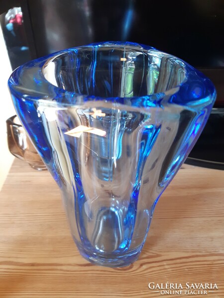 Aquamarine blue czech sklo union frantisek vízner glass vase
