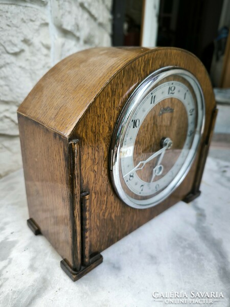 Art deco table clock, fireplace clock, library clock, silent English clock, complete