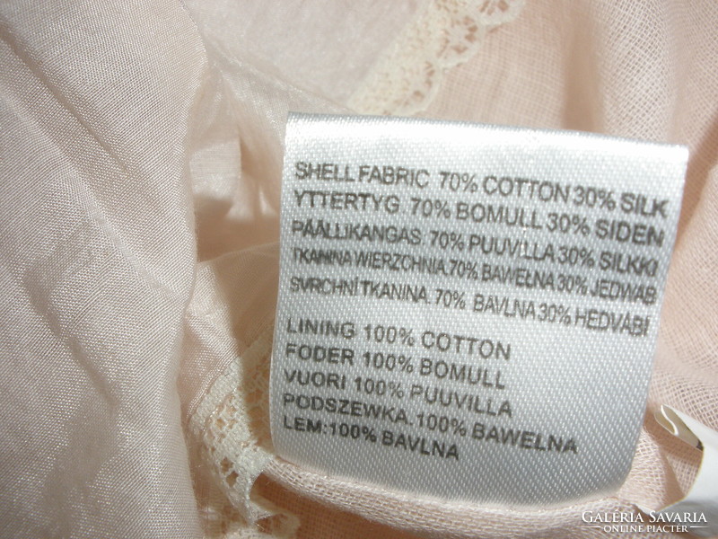 Silk - cotton h. Pink dress, cream with lace, koppahl
