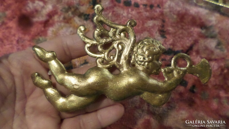13 cm, golden, plastic angel / Christmas tree decoration.