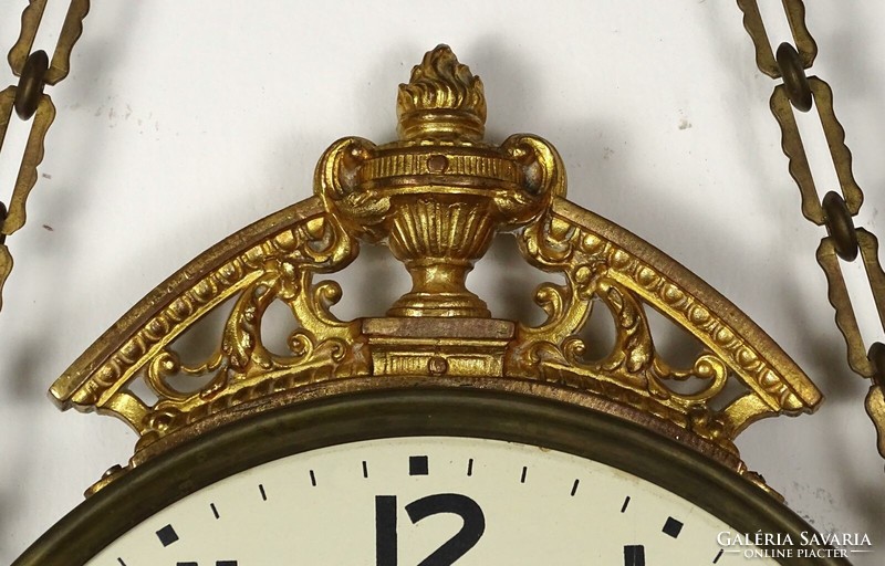 1P877 old large fire gilded omicron wall clock