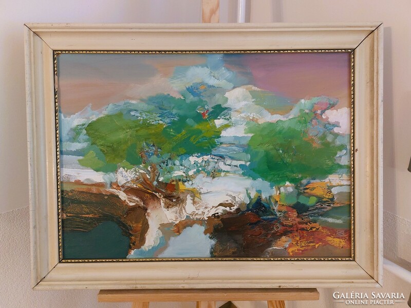 Kárpáti Gusztáv szép festménye 79x60 cm  kerettel