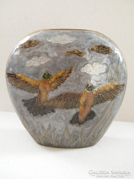 Handmade bird copper vase