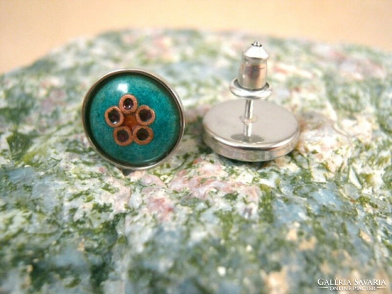 Stone rose - fire enamel earrings with steel sockets