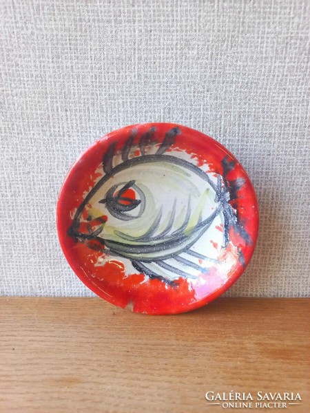 Retro Hungarian ceramic wall decoration. Fish