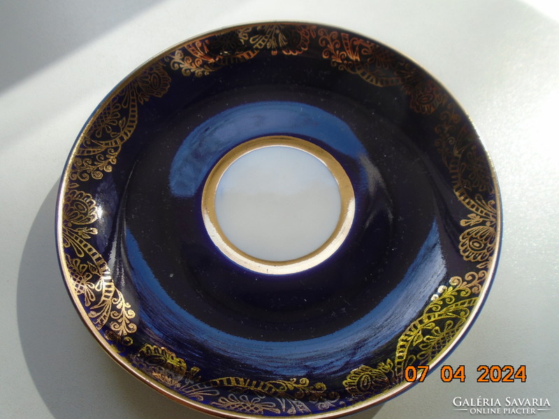 Brand new cobalt gold Soviet-Russian Lomonosov, former tsarist manufactory, tea cup with coaster