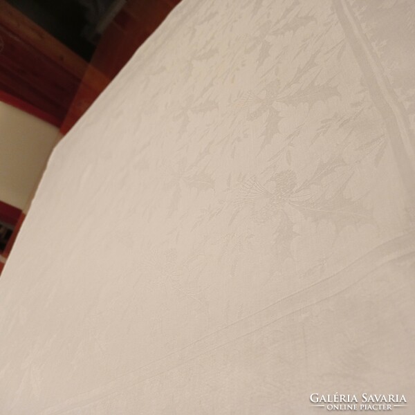 Crown monogrammed silk damask tablecloth, 78 x 78 cm