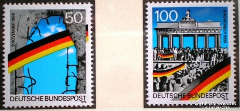 N1481-82II/ Németország 1990 A fal leomlásának 1. évfordulója blokk bélyegei postatiszta
