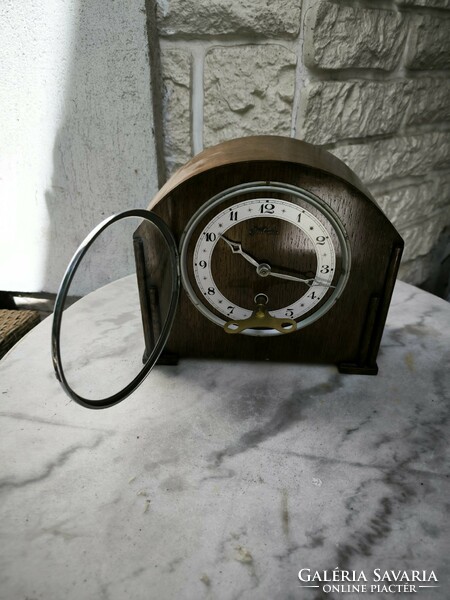 Art deco table clock, fireplace clock, library clock, silent English clock, complete