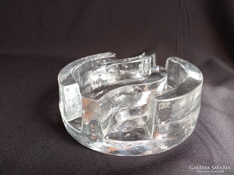 Vintage üveg kristály mécsestartó, gyertyatartó, melegen tartó