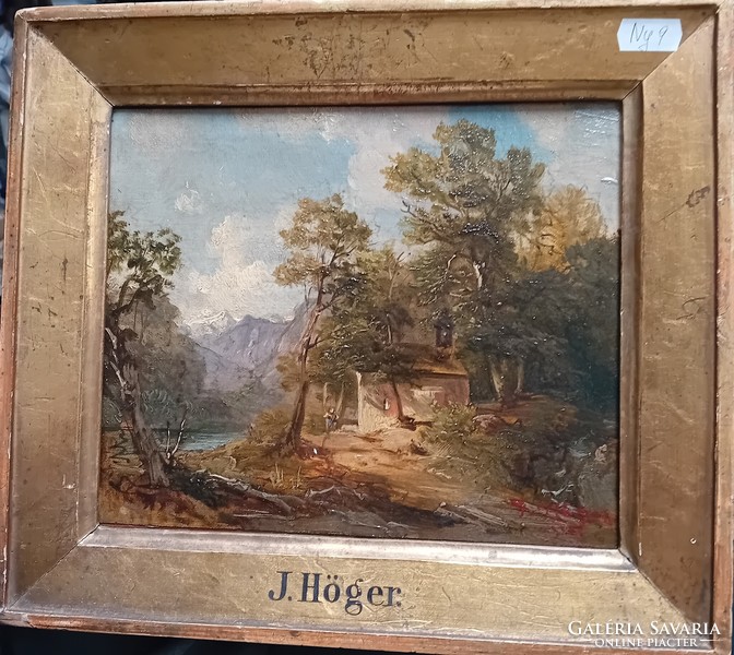 Josef höger: romantic landscape: river with cottage