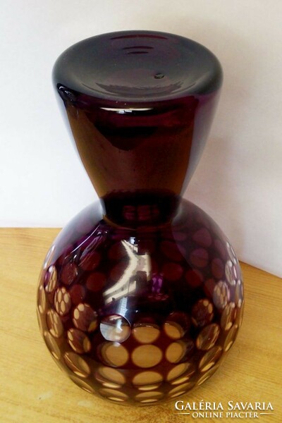 Ruby red vase with a polka dot motif. Marita Voigt Germany, 1970s