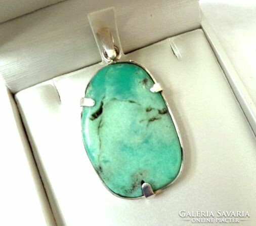 Silver chrysoprase irregular large pendant