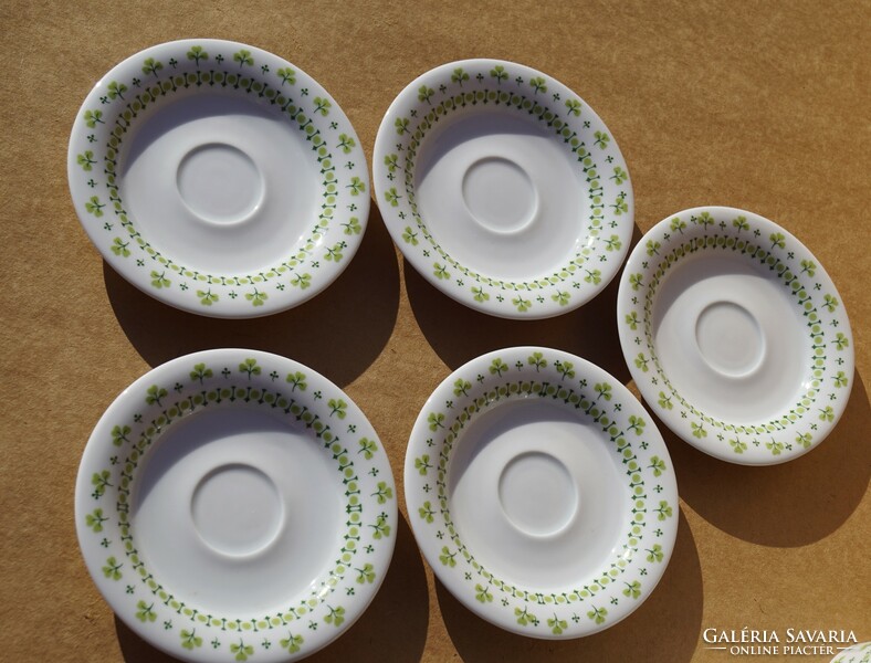 Old retro lowland porcelain coffee cup and saucer set with parsley pattern for 5 people