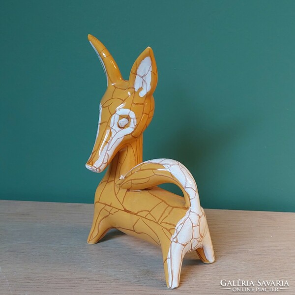 Rare collector's kumpost éva applied arts ceramic fox figure