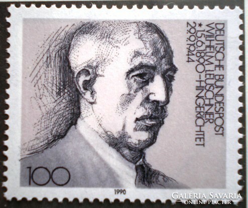 N1466 / Germany 1990 wilhelm leuschner, union leader stamp postal officer