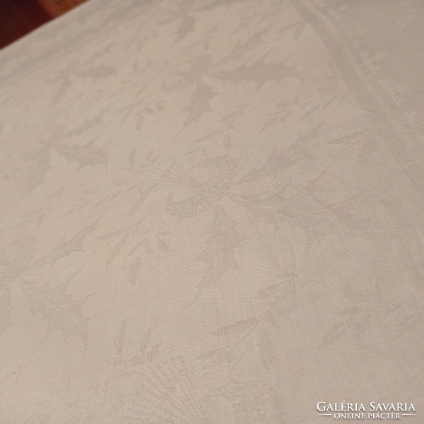 Crown monogrammed silk damask tablecloth, 78 x 78 cm