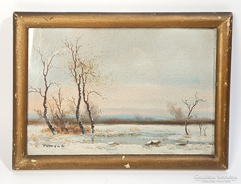 Winter landscape - toth kato - old painting