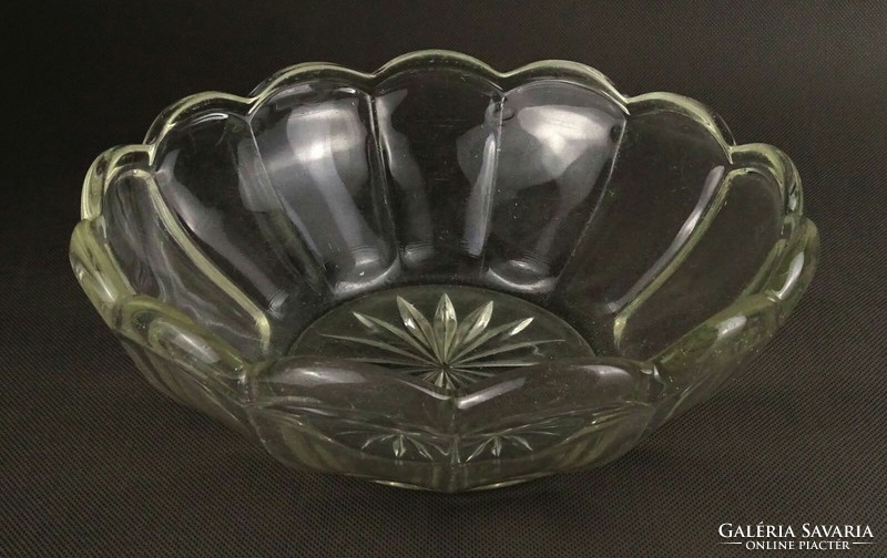 1Q961 old glass serving bowl with ruffled edges 8 x 24 cm